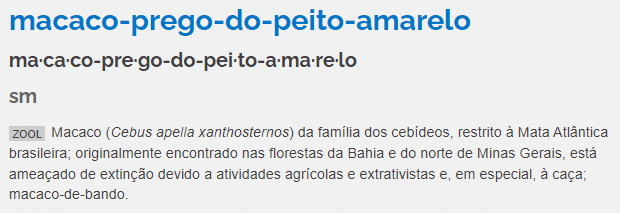 macaco prego do peito amarelo tem hifen